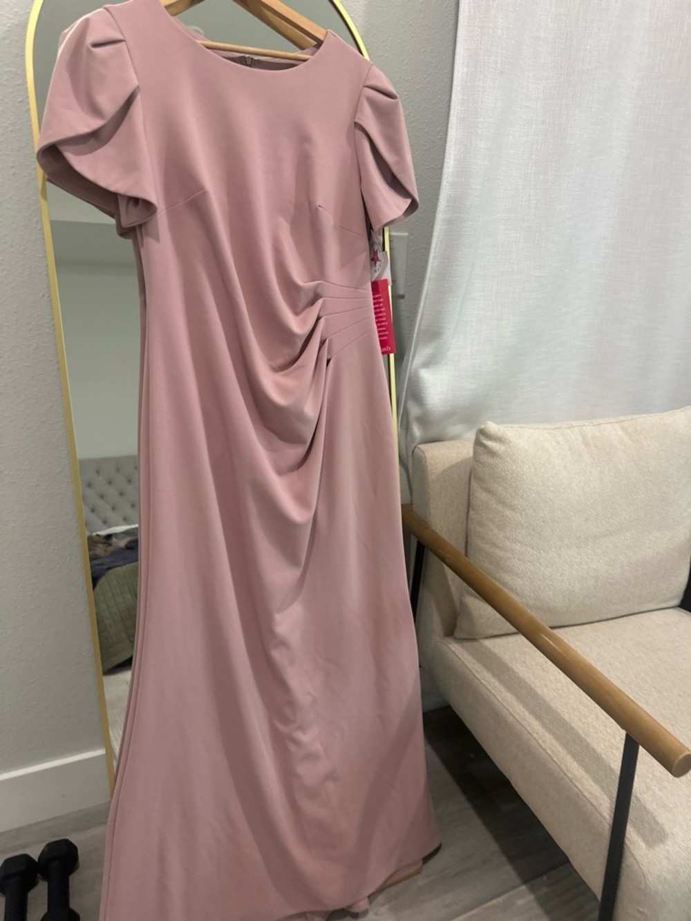 Elegant Dusty Rose Women’s Draped Maxi Dress